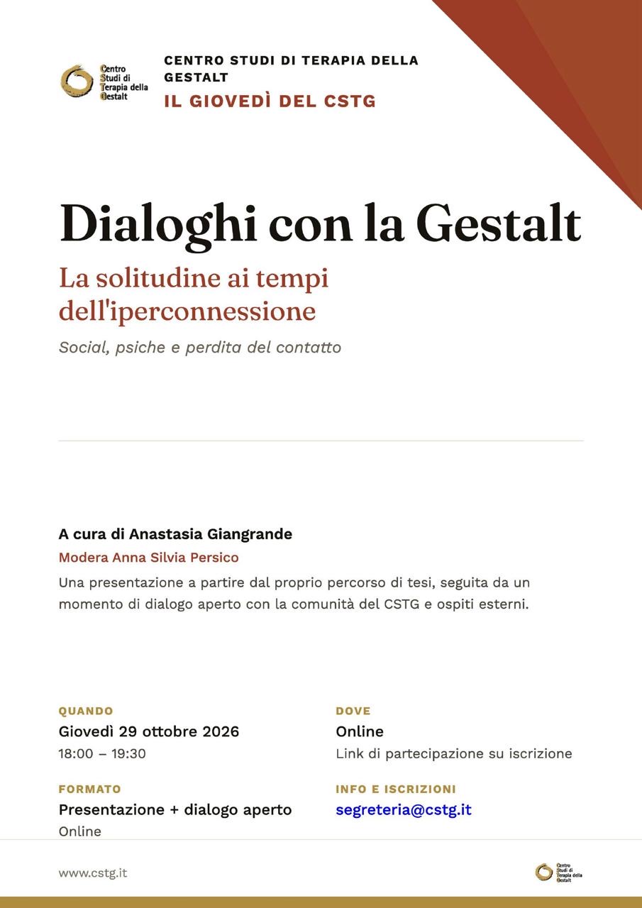 Locandina de Il giovedì del CSTG — La solitudine ai tempi dell'iperconnessione, giovedì 29 ottobre 2026, online